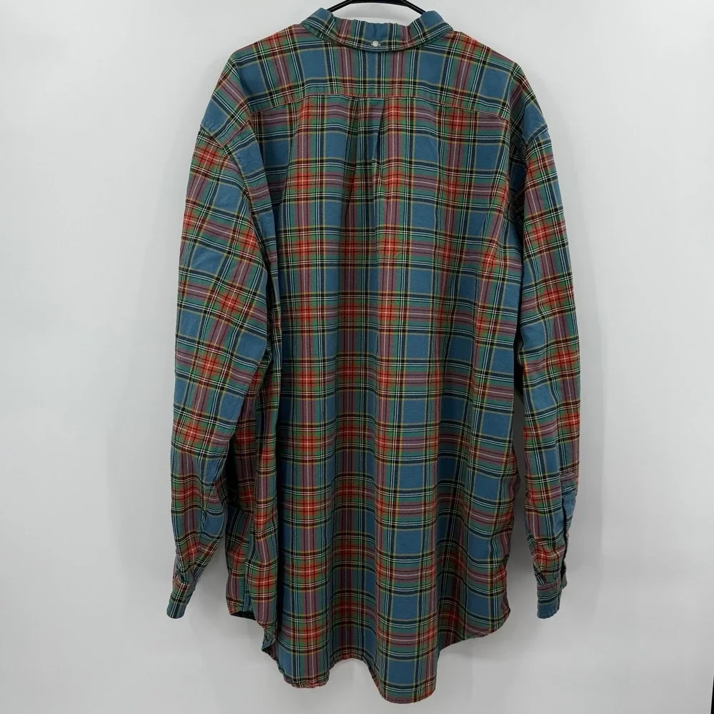 Polo Ralph Lauren Oxford Shirt 3XLT Tall Blue Red‎ Pony Tartan Mens